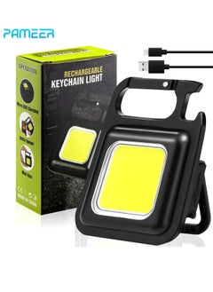 PAMEER Rechargeable LED Flashlight, 1000 Lumens Bright Keychain LED Torch, COB Mini Flash light with 3 Light Modes, Portable Pocket Light with Folding Bracket, Bottle Opener, and Magnet Base for Walking  - Image 1