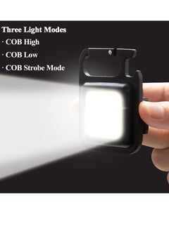 PAMEER Rechargeable LED Flashlight, 1000 Lumens Bright Keychain LED Torch, COB Mini Flash light with 3 Light Modes, Portable Pocket Light with Folding Bracket, Bottle Opener, and Magnet Base for Walking  - Image 5