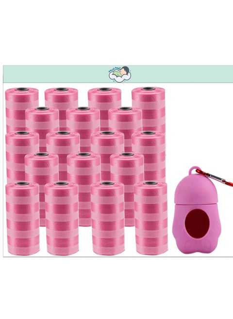 Amchi Baby Disposable Scented Bags pack of 18 rolls/360 Bags with Dispenser- Pink