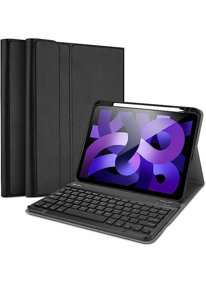 Generic Keyboard Case For Ipad Air 5/4, Ipad 10.9 Inch 2022 2020 Case With Magnetically Detachable Wireless Keyboard For Ipad 10.9" Air 5Th 4Th Generation -Black 