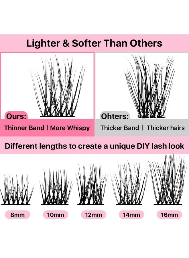 Miuffue Lash Clusters 72 PCs Cluster Lashes DIY Eyelash Extensions Super Thin Band Soft Mixed Tray Wispy Individual Lashes Eyelash Clusters (Fluffy, C-8-16mix) - Image 4