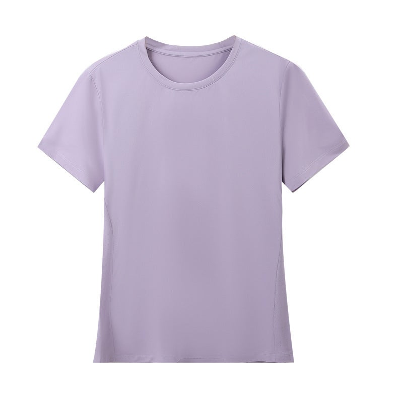 Style Breathable Elastic Ice Silk Quick-Drying Short-Sleeved T-Shirt Men'S And Women'S Couples Thin Round Neck Fitness Sports Top - Image 1