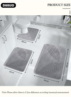 DUNISO Bathroom Rugs Sets 3 Piece, Absorbent Ultra Soft Memory Foam Bathroom Rug, Non Slip and Machine Washable Bath Mats, Dry Toilet Mat Sets, Comfortable Floor Carpet for Bathroom Floor, Showe & Tub  - Image 4