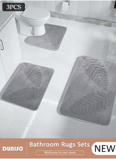DUNISO Bathroom Rugs Sets 3 Piece, Absorbent Ultra Soft Memory Foam Bathroom Rug, Non Slip and Machine Washable Bath Mats, Dry Toilet Mat Sets, Comfortable Floor Carpet for Bathroom Floor, Showe & Tub  - Image 1