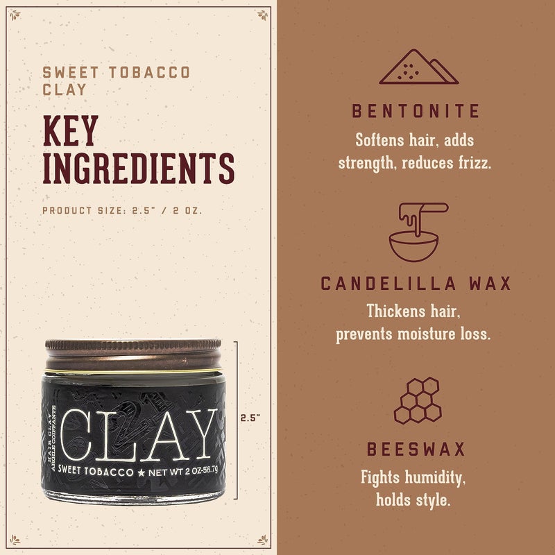 18.21 Man Made Hair Styling Product, 2oz. Original Sweet Tobacco Scent in Clay with Matte Finish - Image 3
