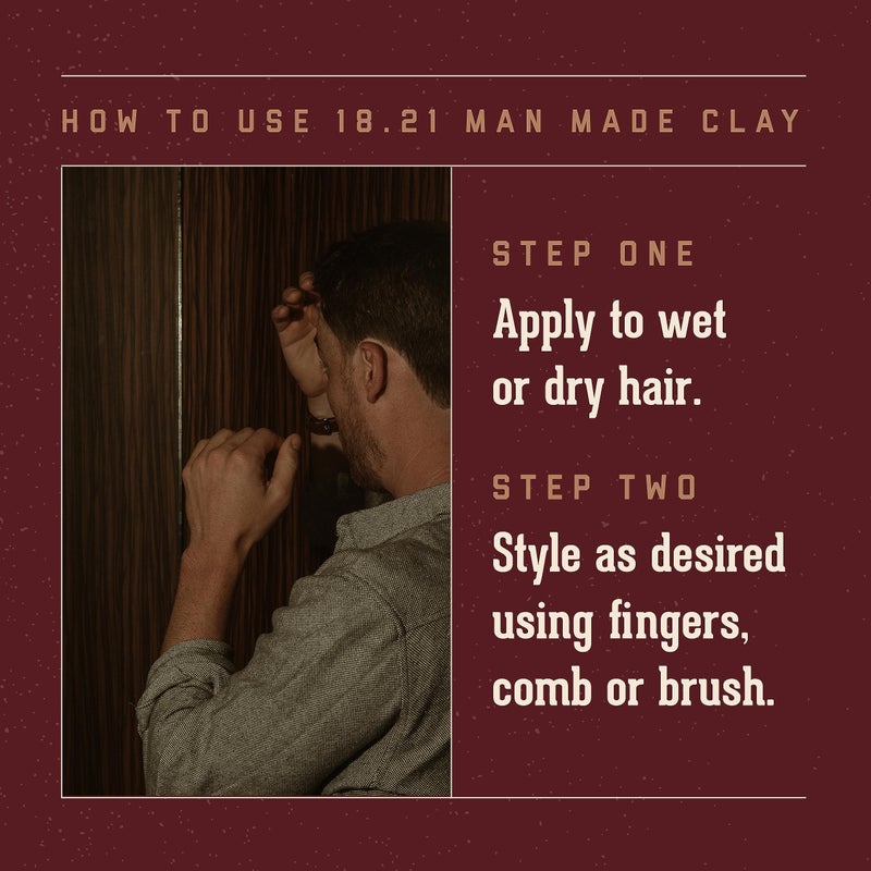 18.21 Man Made Hair Styling Product, 2oz. Original Sweet Tobacco Scent in Clay with Matte Finish - Image 4