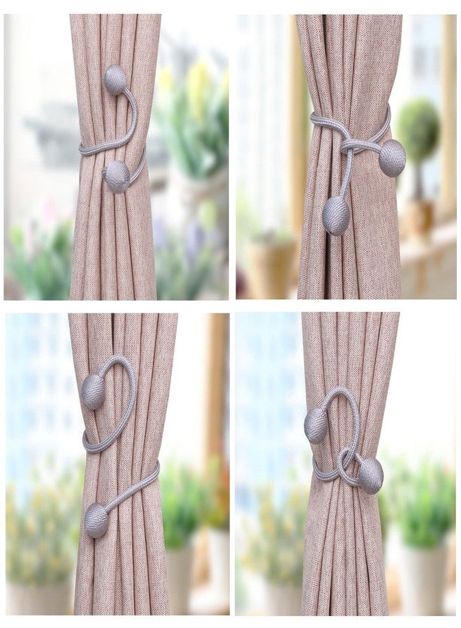 NYDECOR أربطة ستائر NYDECOR، مشابك تثبيت ستائر النوافذ، مشابك حبل منسوجة للمنزل والمكتب، ستائر شفافة معتمة، زوج واحد، رمادي فضي - Image 3