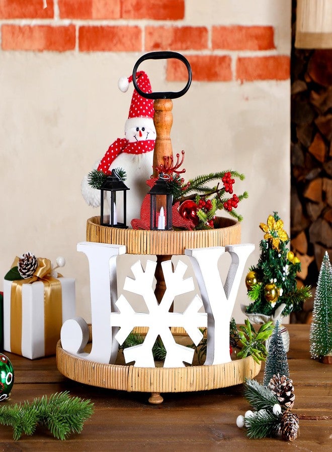 Soaoo 3-Piece Wooden Snowflake Block Letters Distressed White Tabletop Signs for Home Decor Xmas Table Decorations - Image 4