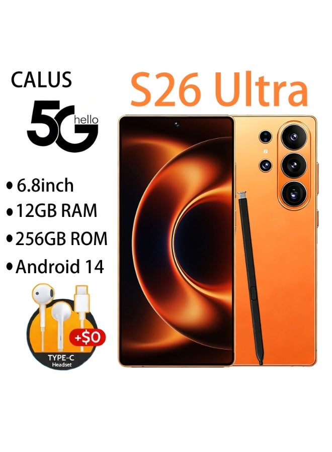 CALUS S26 Ultra smartphone features a 6.8-inch HD display, a 6800mAh battery, 12GB of RAM, 256GB of internal storage, Android 14, and comes with a stylus. - Image 1