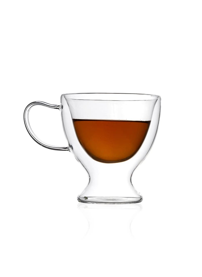 EZ Life - EZ Life Borosilicate Double Walled Glass Sassy Coffee Cups with Handle, Cappuccino Mug for Coffee & Tea, Insulated Glass Mugs, Coffee Lover, Tea Lover, Transparent- 300ml (4) - Image 1