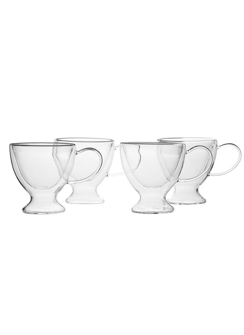 EZ Life - EZ Life Borosilicate Double Walled Glass Sassy Coffee Cups with Handle, Cappuccino Mug for Coffee & Tea, Insulated Glass Mugs, Coffee Lover, Tea Lover, Transparent- 300ml (4) - Image 1