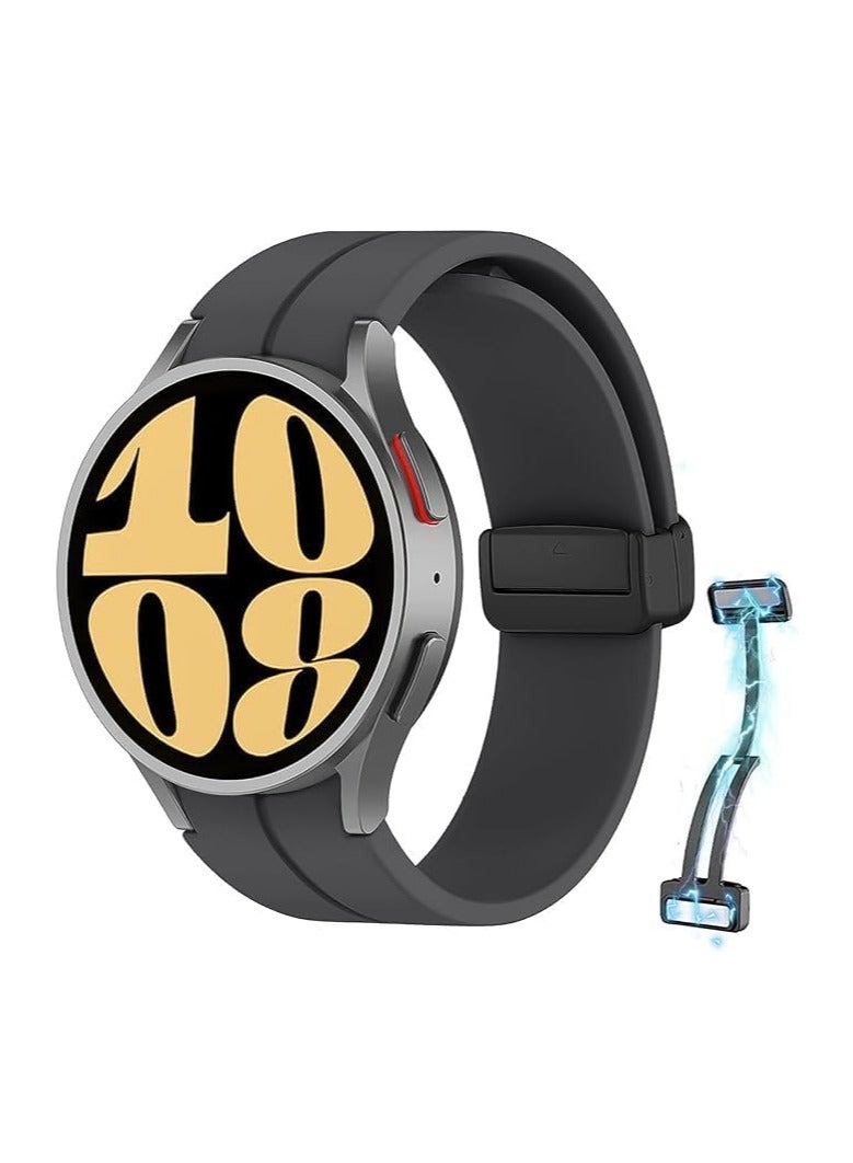 Magnetic Band for Watch 6 Classic 47mm 43mm/5 Pro 45mm/Watch 7 FE 6 5 4 44mm 40mm/4 Classic 46mm 42mm,Silicone Strap for Watch 5 Pro 45mm,No Gap Buckle - Image 1