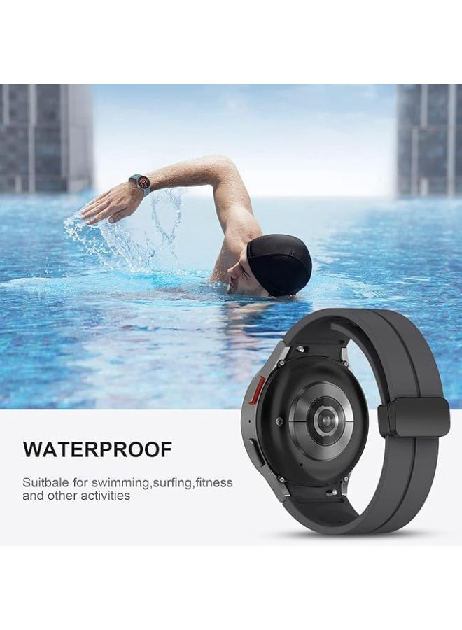 Magnetic Band for Watch 6 Classic 47mm 43mm/5 Pro 45mm/Watch 7 FE 6 5 4 44mm 40mm/4 Classic 46mm 42mm,Silicone Strap for Watch 5 Pro 45mm,No Gap Buckle - Image 2