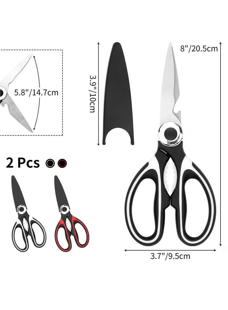 مقصات المطبخ ، 2 حزمة مقصات المطبخ الثقيلة ، مقصات اللحوم الآمنة لغسالة الصحون ، مقصات المطبخ العالمي للدجاج / الدواجن / الأسماك / اللحوم - Image 2