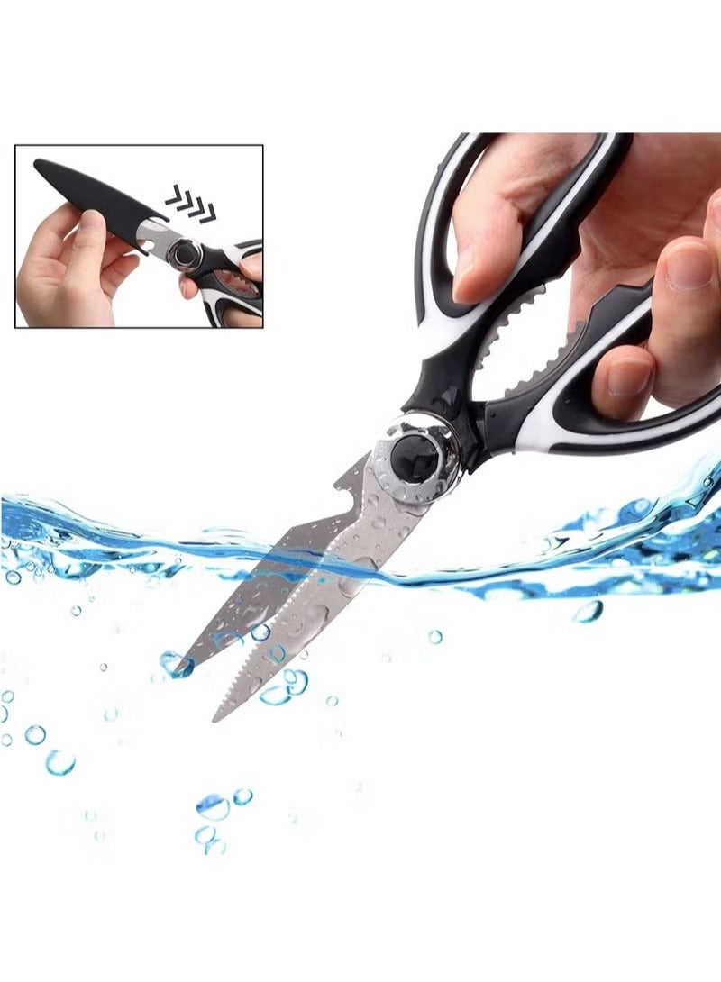 مقصات المطبخ ، 2 حزمة مقصات المطبخ الثقيلة ، مقصات اللحوم الآمنة لغسالة الصحون ، مقصات المطبخ العالمي للدجاج / الدواجن / الأسماك / اللحوم - Image 5