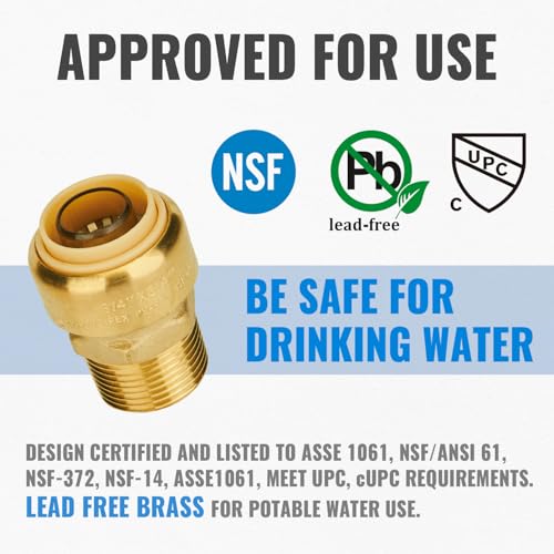 SUNGATOR 6-Pack Male Adapter, 3/4 Inch by 3/4 Inch Straight Connector Plumbing Fitting, Push Fit PEX Fittings with Disconnect Clip, Push-to-Connect Copper, CPVC, No Lead Brass Pipe Fittings - Image 3
