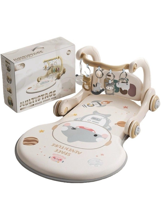 مينيستار سجادة لعب للأطفال 4 في 1، صالة ألعاب رياضية للعزف على البيانو مع موسيقى وأضواء، سجادة لعب وقت النشاط على البطن مع 5 ألعاب حسية تعليمية، هدايا للأطفال حديثي الولادة - Image 1