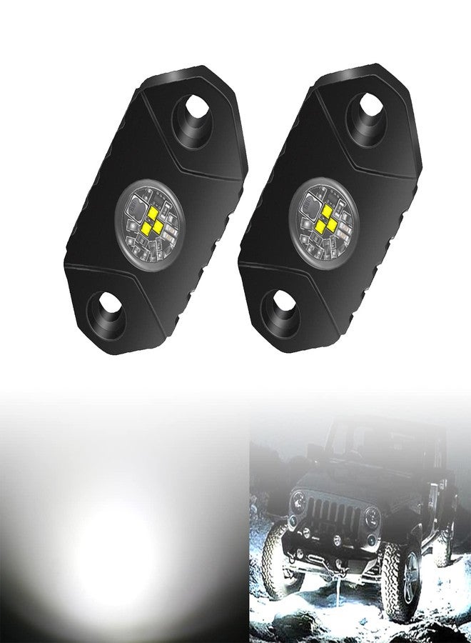4WDKING White LED Rock Lights, 2 Pods IP68 Waterproof Underbody Glow Trail Rig Lamp LED Neon Lights for Truck Jeep Off Road Truck Car Boat ATV SUV Motorcycle - Image 1