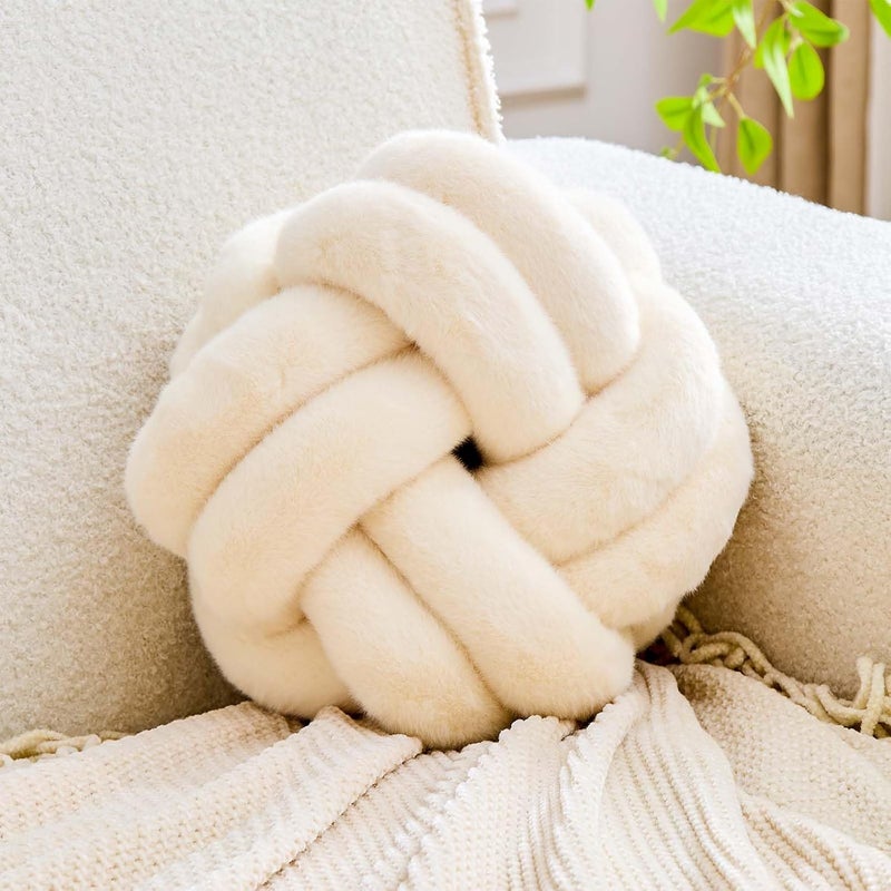 VBGYA Knot Pillows Ball, Decorative Throw Pillows, Large Soft Round Plush Knotted Pillows, Cute Handmade Knot Hemisphere Pillow for Home Decor Bedroom, Sofa, Chair（Dark Grey 11Inch） - Image 1