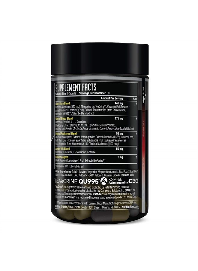 LIPORUSH NDS Nutrition XT - Super Concentrated Thermogenic with L-Carnitine and Teacrine for Shredding Fat - Supports Maximum Energy, Focus, Calorie Burning, Diuretic, Appetite Control (60 Capsules)  - Image 2