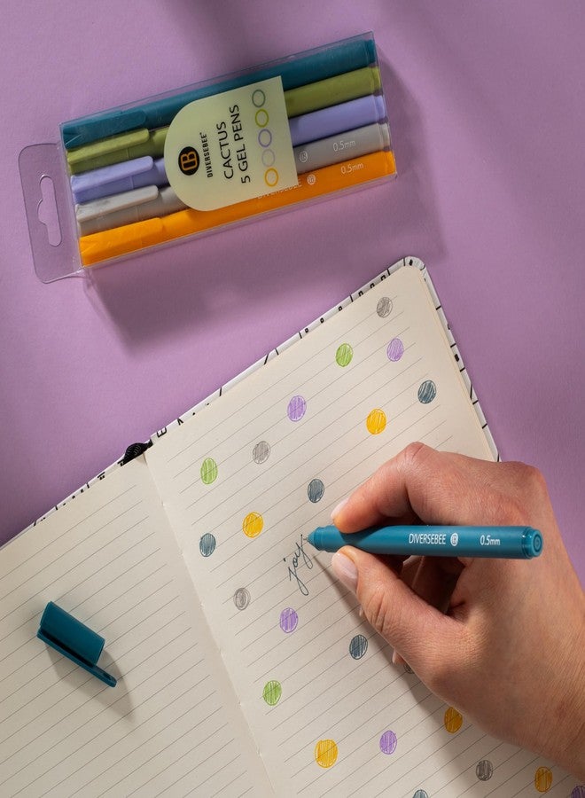 DIVERSEBEE Assorted Gel Ink Pens, 0.5 mm Gel Pens Fine Point, Cute Fine Tip Bible Pens No Bleed Through, Bible Study Journaling Supplies, 5 Pack Set (Cactus) - Image 3