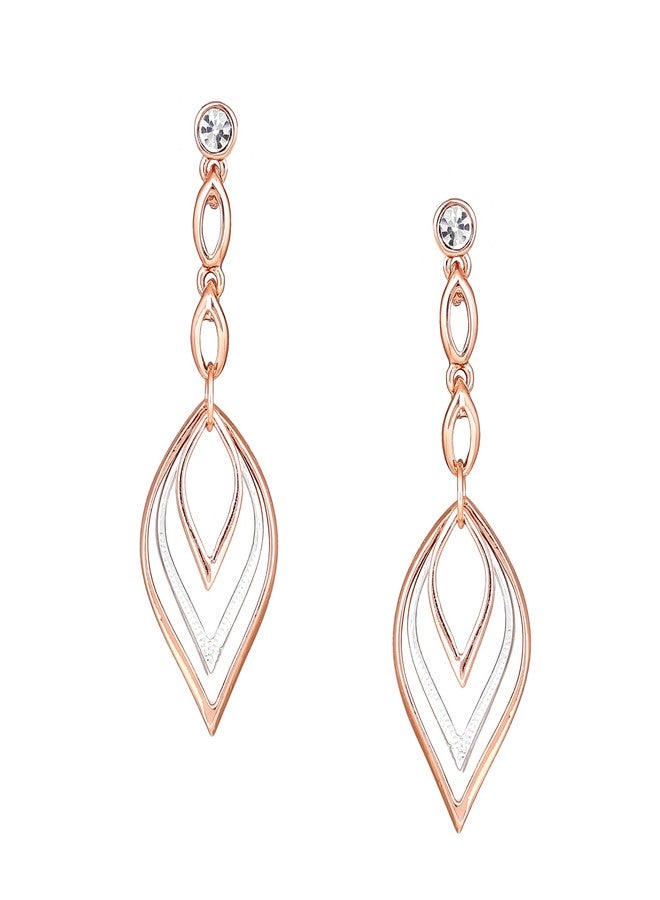 Estele 24Kt Rose Gold And Silver Plated White Austrian Crystal Stone Dangle & Drop Earrings For Girls and Women - Image 1