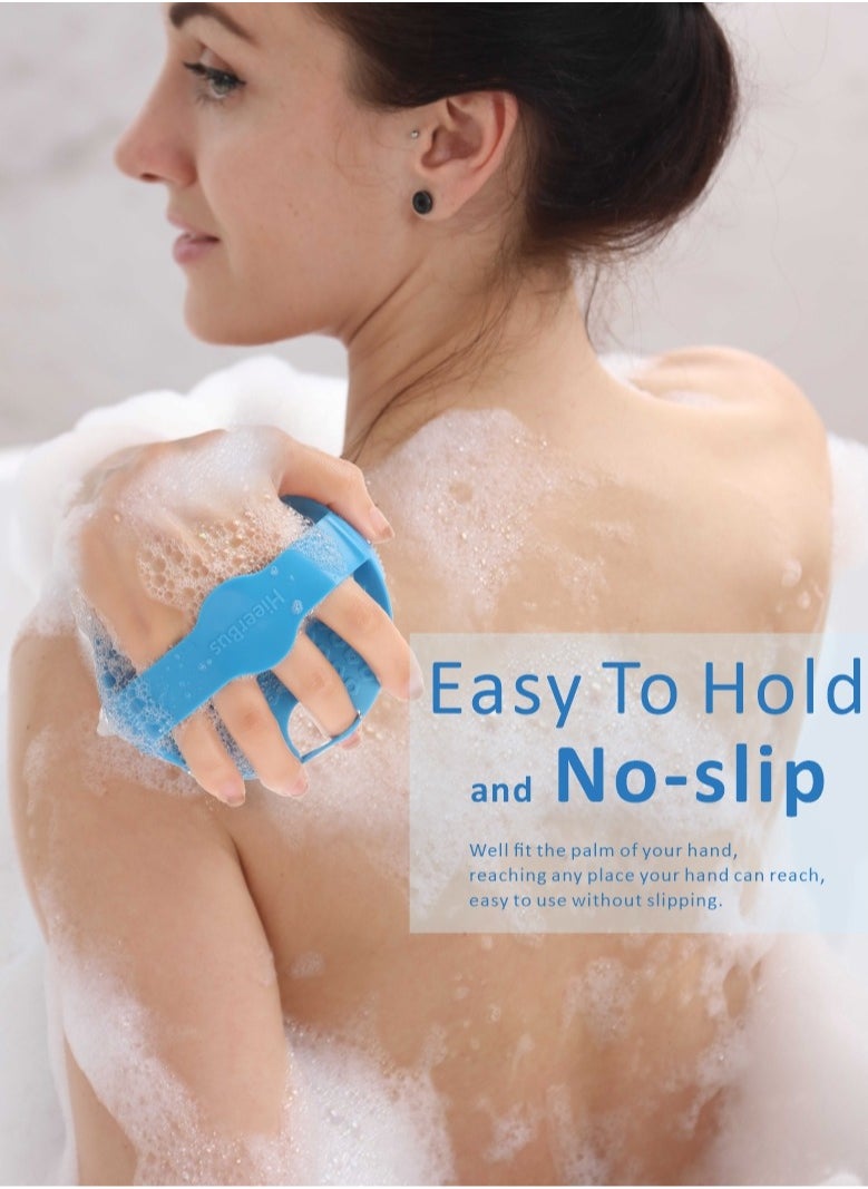 HieerBus - Silicone Body Scrubber Body Brush Shower Bath with Soft Bristles Deep Cleansing and Gentle Exfoliating in Shower,Blue - Image 1