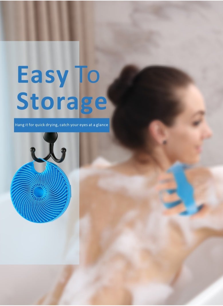 HieerBus - Silicone Body Scrubber Body Brush Shower Bath with Soft Bristles Deep Cleansing and Gentle Exfoliating in Shower,Blue - Image 1