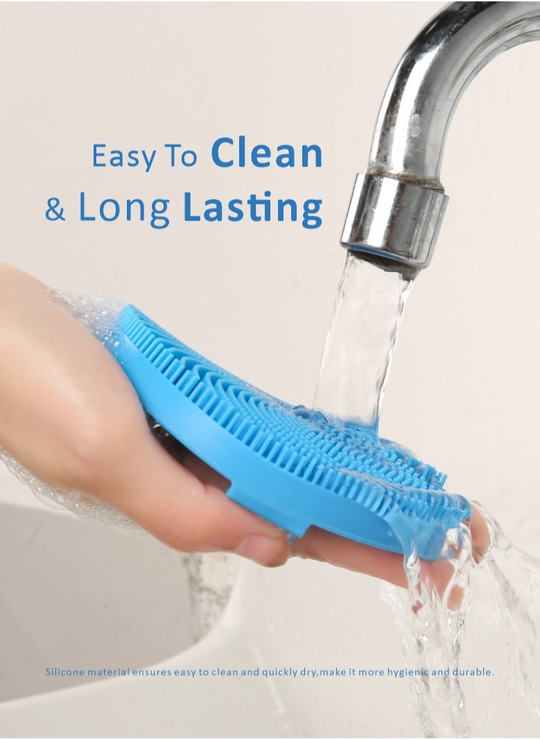 HieerBus - Silicone Body Scrubber Body Brush Shower Bath with Soft Bristles Deep Cleansing and Gentle Exfoliating in Shower,Blue - Image 1