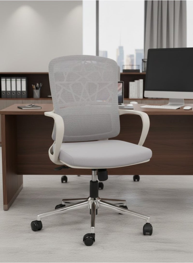 Furalux Office Mid Back Mesh Desk Chair with Ergonomic Design, Comfortable Armrests, Breathable Mesh, Adjustable Height, Swivel & Rolling Wheels – Home & Office Use - Image 1