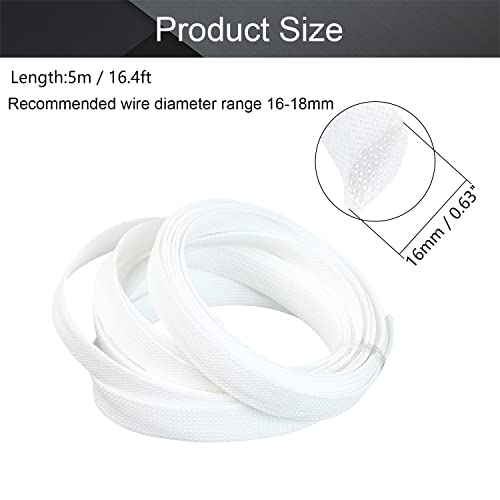 Othmro 16.4ft Length PET Flexible Expandable Braided Cable Sleeves 0.62inch Width Wire Loom Sleeving and Organizers Flexible Wire Mesh Sleeves for TV Audio PC Cords from Pets Chewing White - Image 2