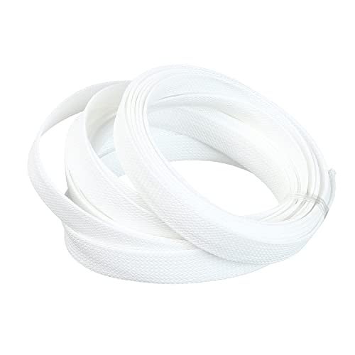 Othmro 16.4ft Length PET Flexible Expandable Braided Cable Sleeves 0.62inch Width Wire Loom Sleeving and Organizers Flexible Wire Mesh Sleeves for TV Audio PC Cords from Pets Chewing White - Image 5