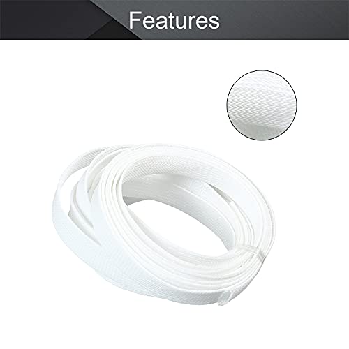 Othmro 16.4ft Length PET Flexible Expandable Braided Cable Sleeves 0.62inch Width Wire Loom Sleeving and Organizers Flexible Wire Mesh Sleeves for TV Audio PC Cords from Pets Chewing White - Image 3