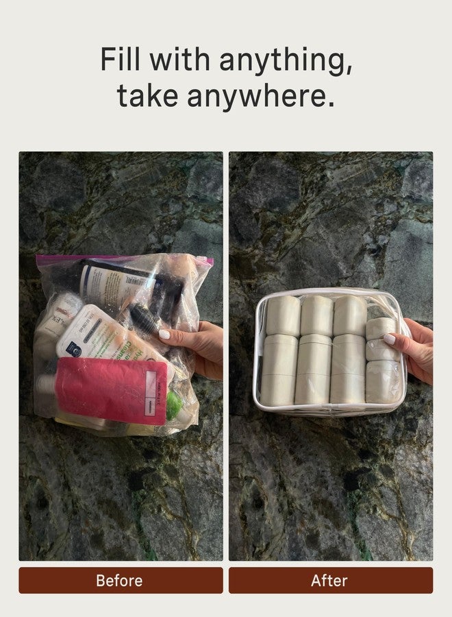 Cadence Travel Containers - Core Skincare Set - Magnetic Travel Capsules - 2 Small (0.56oz) & 3 Medium Capsules (1.32oz) with Cleanser, Moisturizer, Serum, Makeup Remover & Sun-Icon Label - Evergreen - Image 5