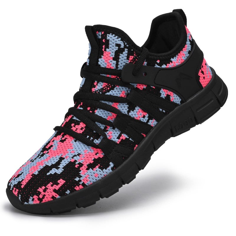 AOE Womens Fashion Running Walking Shoes Ultra Lightweight Breathable Mesh Tennis Shoes Non Slip Athletic Workout Gym Sneakers Camouflage Black 9women / 8men - Image 1