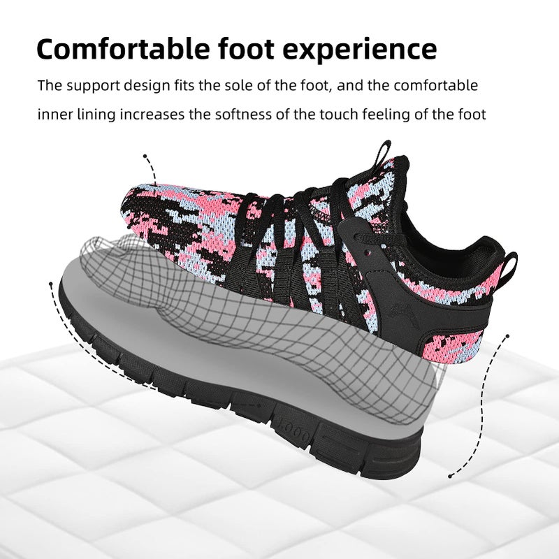 AOE Womens Fashion Running Walking Shoes Ultra Lightweight Breathable Mesh Tennis Shoes Non Slip Athletic Workout Gym Sneakers Camouflage Black 9women / 8men - Image 3