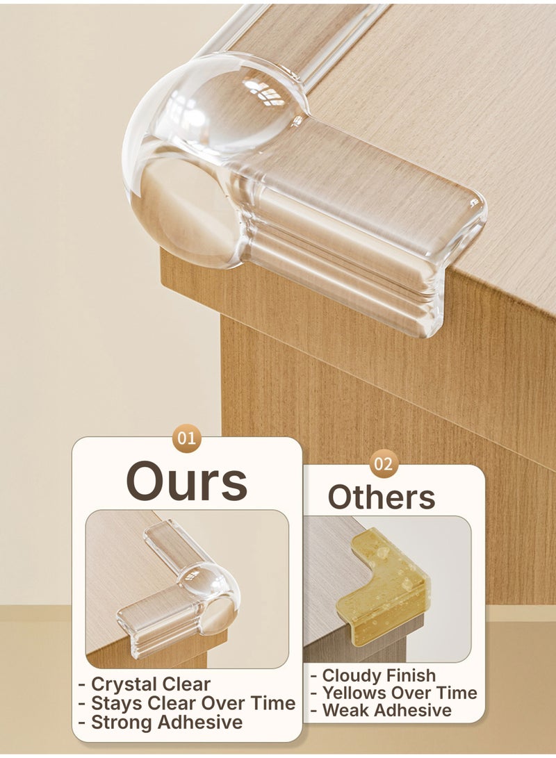 Stova 24-Pack Baby Proofing Corner Protectors - Clear Adhesive Guards Set (8 L-Shape, 8 T-Shape, 8 O-Shape) for Table Edges & Furniture Safety - Transparent Child Bumpers - Image 5