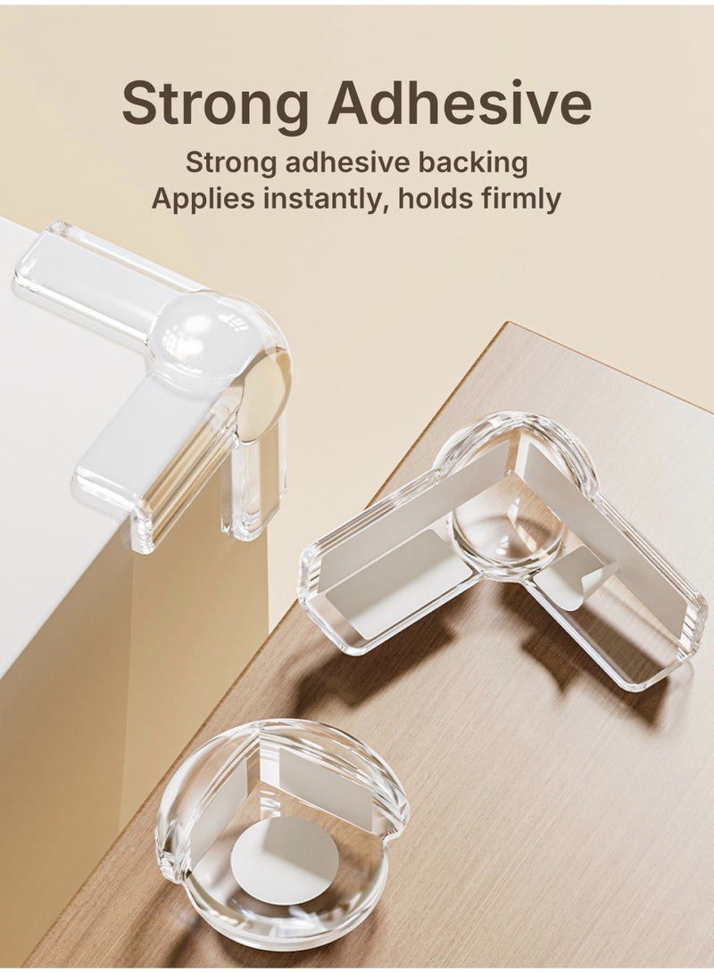 Stova 24-Pack Baby Proofing Corner Protectors - Clear Adhesive Guards Set (8 L-Shape, 8 T-Shape, 8 O-Shape) for Table Edges & Furniture Safety - Transparent Child Bumpers - Image 3