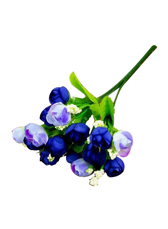 Artificial Rose Flower Bouquet Blue/Purple 24cm - Image 1