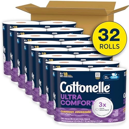 Cottonelle ورق تواليت كوتونيل ألترا كومفورت مع قوام تنظيف رقيق 32 رول عائلة ميغا 144 رول عادي 8 عبوات من 4 - Image 5