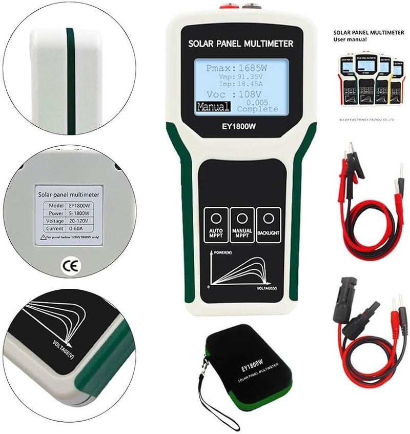 Solar Panel Tester Multimeter 1800W Power 20 120V Voltage 0 60A Current LCD Display - Image 4