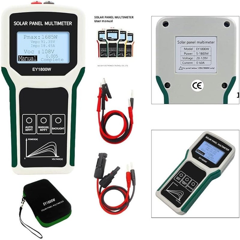 Solar Panel Tester Multimeter 1800W Power 20 120V Voltage 0 60A Current LCD Display - Image 3