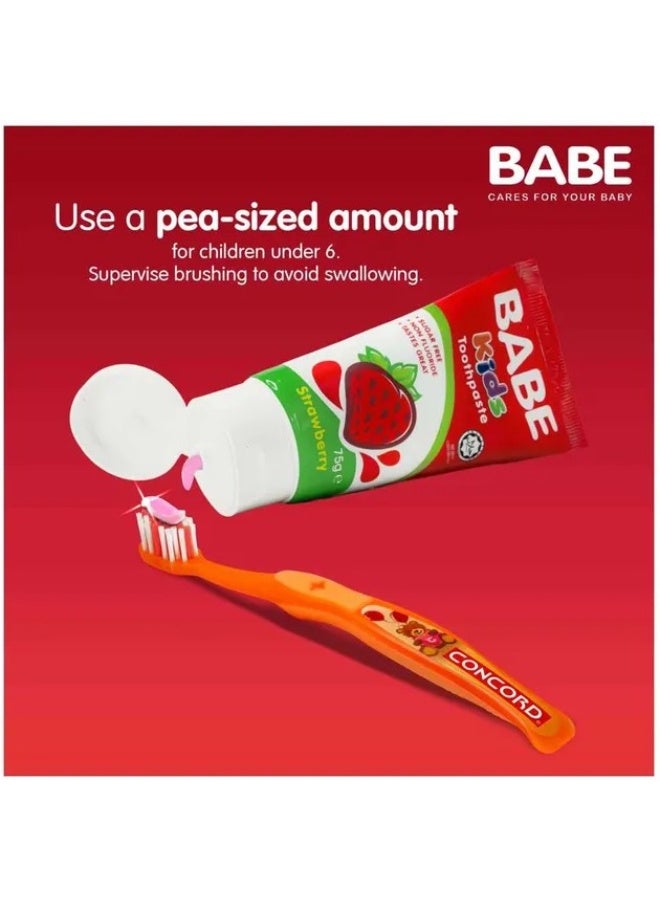 Babe Kids Toothpaste 75g with Brush – Strawberry Flavor, Sugar-Free, Non-Fluoride Toothpaste for Children - Image 4