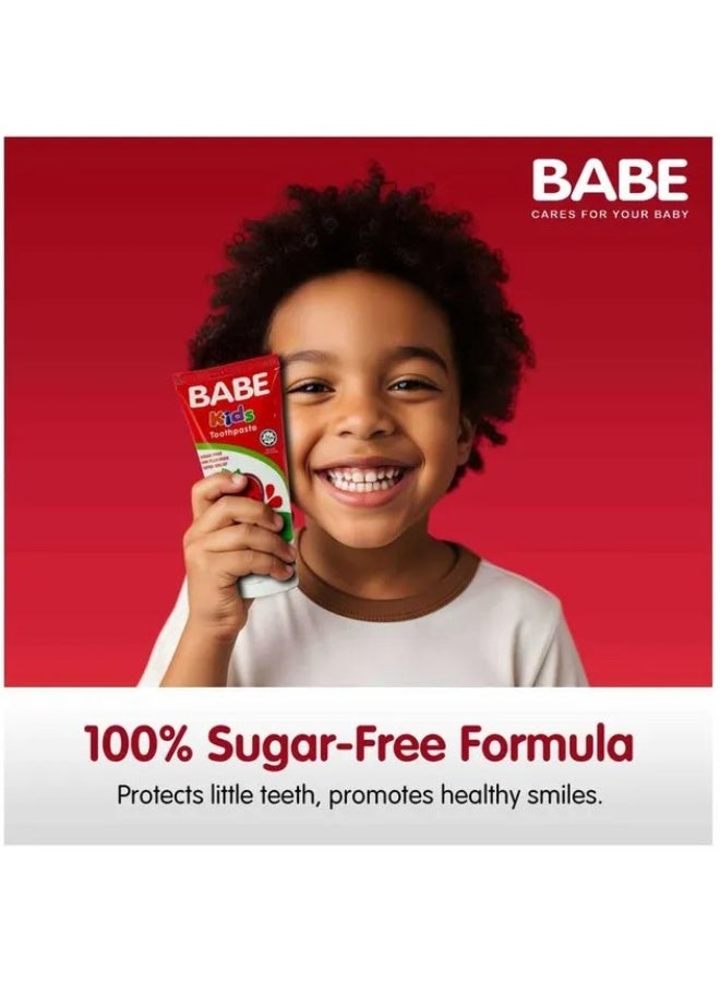 Babe Kids Toothpaste 75g with Brush – Strawberry Flavor, Sugar-Free, Non-Fluoride Toothpaste for Children - Image 5