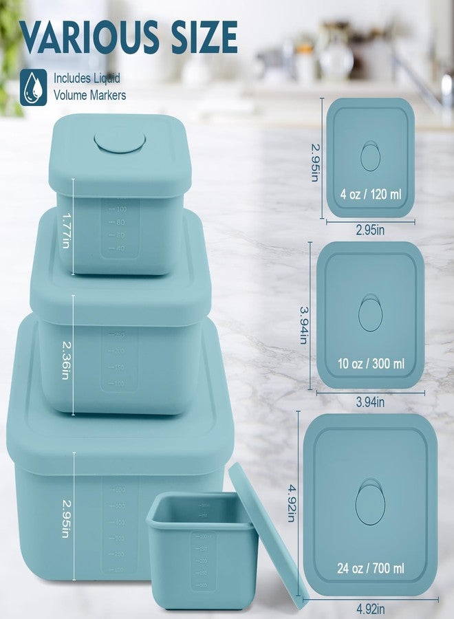 AOEDEO 3 PCS Silicone Food Storage Containers with Lids，BPA Free Reusable Silicone Storage Containers for Food Freezer Containers Freezer Dishwasher Safe（24oz,10oz,4oz） - Image 2