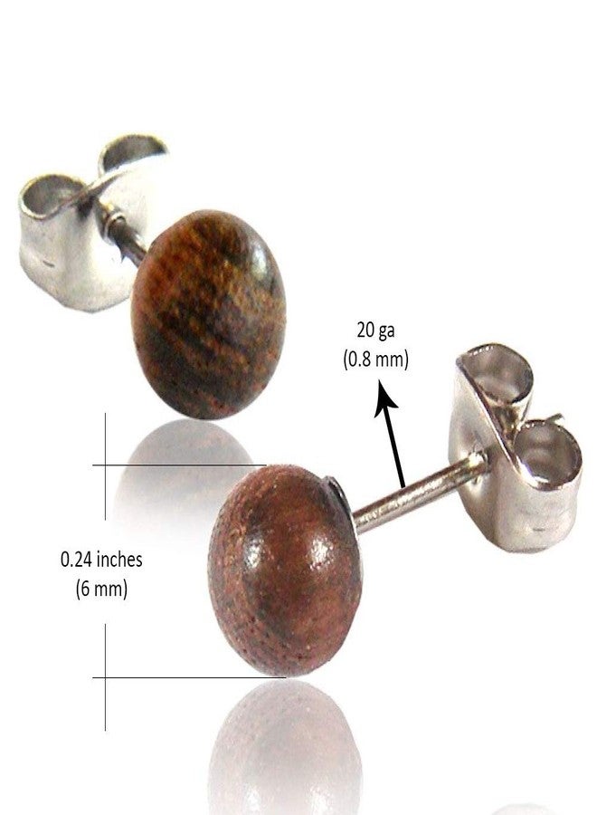 Earth Accessories Wood Stud Earrings for Women - Wooden Handmade Earrings - Surgical Steel Brown Boho Earrings - Image 2