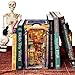 Fsolis Book Nook Kit Decorative Bookends 3D Wood Puzzles Bookshelf Insert Diorama Kit DIY Miniature House for Adults Bookish Gifts for Women Book Lovers Bookworm Plaza de Los Muertos - Image 2