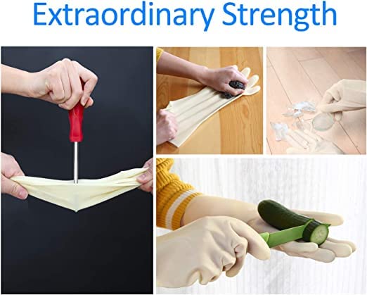 Ekon Ekon COMBO OF 5 LATEX NON SLIP MULTIPURPOSE HEAVY DUTY REUSSABLE SAFTY RUBBER HAND GLOVES FOR CHEMICAL RESISTANCE PROTECTIVE LAB GRANDING INDUSTRIAL BUILDING CONSTRUCTION AGRICULTURE WORK MEN WHITE  - Image 2