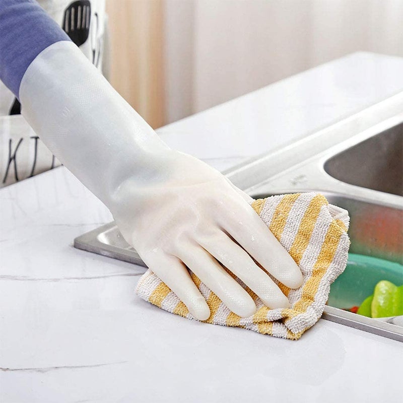Ekon Ekon COMBO OF 5 LATEX NON SLIP MULTIPURPOSE HEAVY DUTY REUSSABLE SAFTY RUBBER HAND GLOVES FOR CHEMICAL RESISTANCE PROTECTIVE LAB GRANDING INDUSTRIAL BUILDING CONSTRUCTION AGRICULTURE WORK MEN WHITE  - Image 4