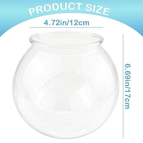 YOLUFER Small Aquarium Fish Bowl Round Terrarium Bowl Home Office Table Decor Transparent Plastic Tank for Betta Fish Goldfish - Image 3
